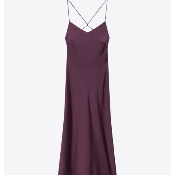 Zara Slip Dress Satin Maxi Open Back Size S - Picture 6 of 12
